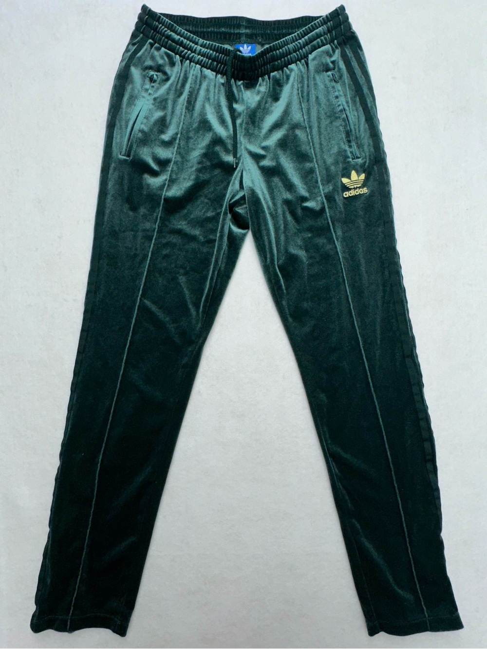 adidas Originals Womens Velour Track Pants Emerald Green CW6659 Ankle Zip Medium